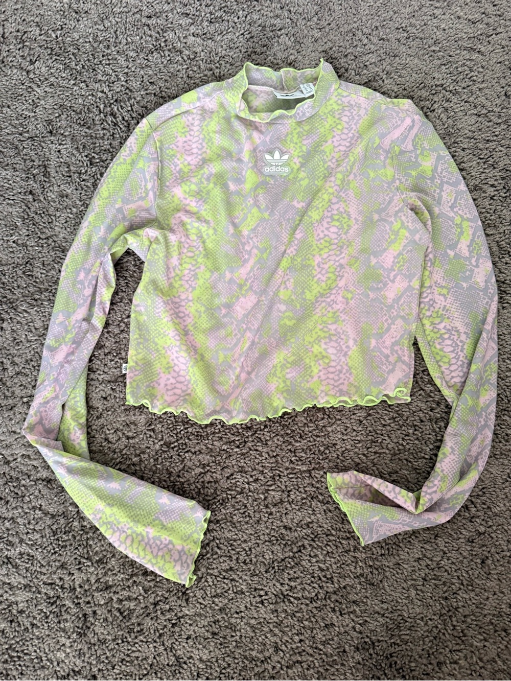 adidas Neon Green and Light snake free and Pink Sheer Mesh Top